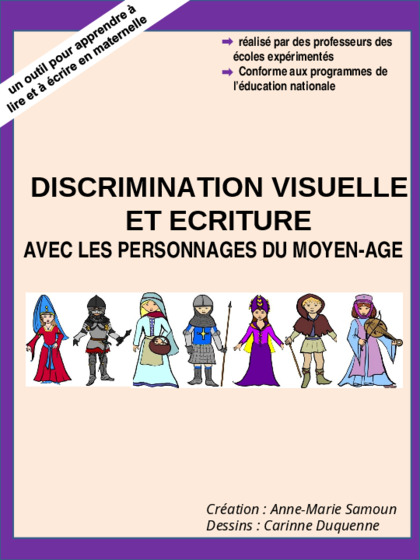 fichier de discrimination visuelle et écriture avec des personnages du Moyen-Âge