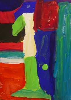 peinture à la gouache du chiffre 1 à la manière de Jasper Johns