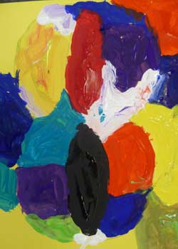 peinture à la gouache du chiffre 3 à la manière de Jasper Johns