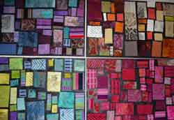 collages de tissus à la manière de Mondrian