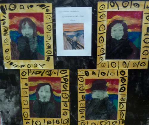 portraits à la manière de Munch par des enfants
