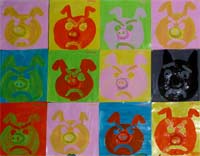 cochons à la manière d'Andy Warhol