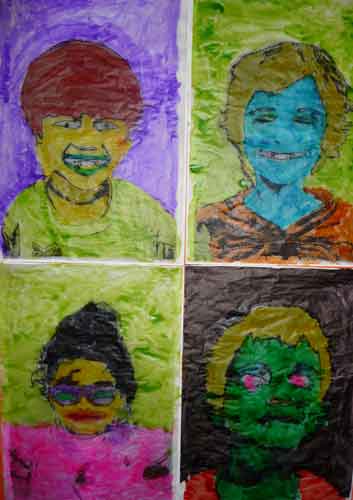 portraits d'enfant colorées à la manière d'Andy Warhol