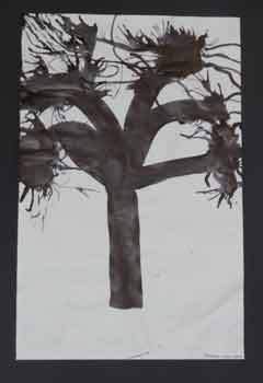 arbre en hiver à l'encre souflée noire