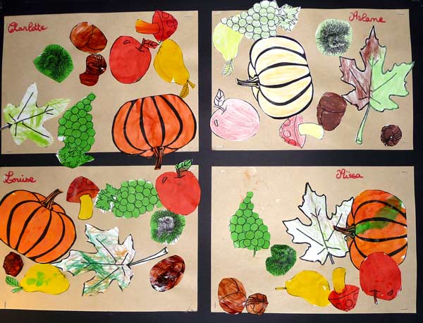 collage de fruits et feuilles d'automne