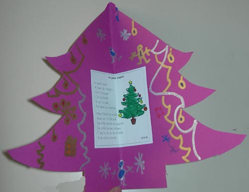 sapin de Noël en forme de carte avec texte