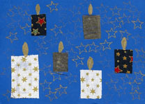 carte de Noël avec des bougies en tissu