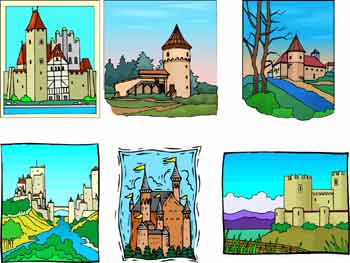 affiches de châteaux fort du Moyen-Âge
