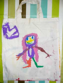 sac peint avec un personnage