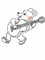 coloriage d'une souris jouant de la guitare