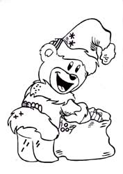 coloriage et graphismes de Noël un ours avec des jouets