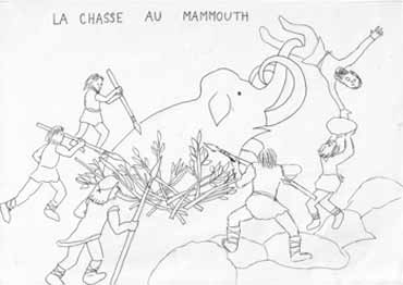 coloriage sur la chasse au mammouth