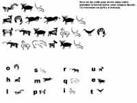fiche de math avec des lettres codées qui correspondent aux animaux préhistoriques