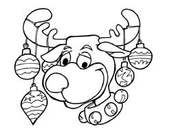 coloriage de renne de Noël décoré avec des boules