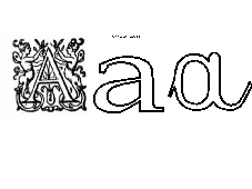 coloriage de la lettre A dans trois écritures différentes