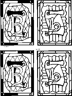 coloriage de la lettre B façon vitrail