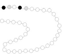 fiche de math ou l'enfant doit réaliser une alternance de rythmes en coloriant un collier gris, blanc et noir