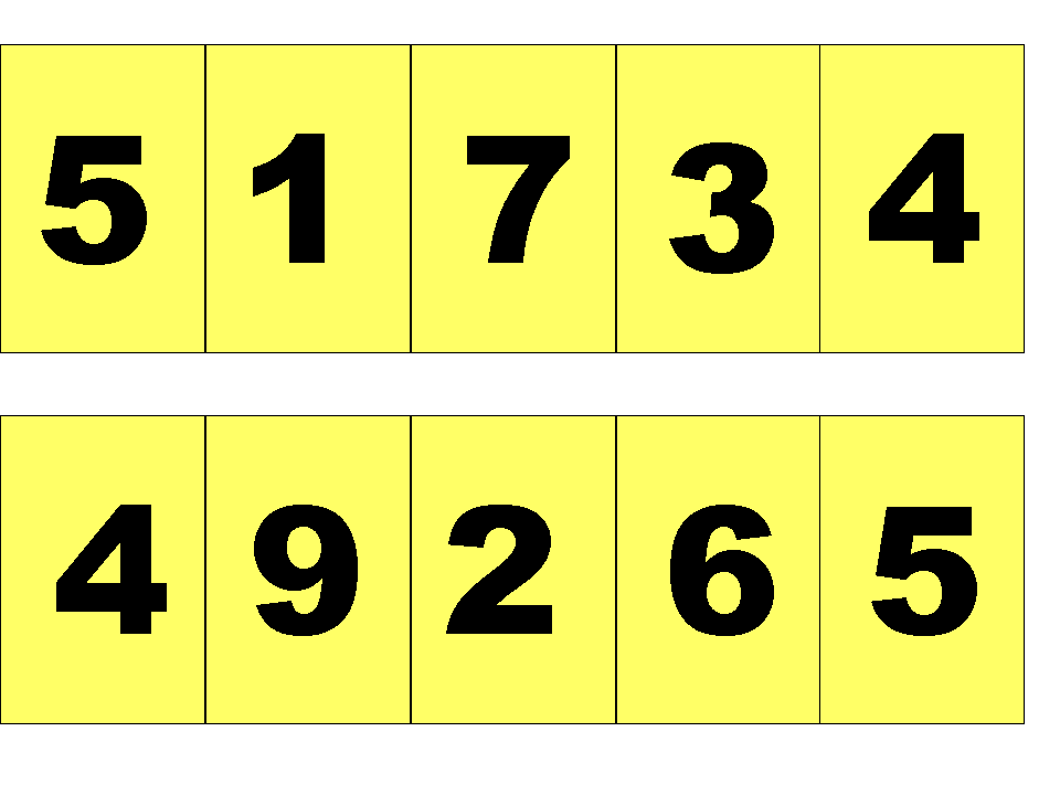 cartes avec des chiffres de 1 à 9