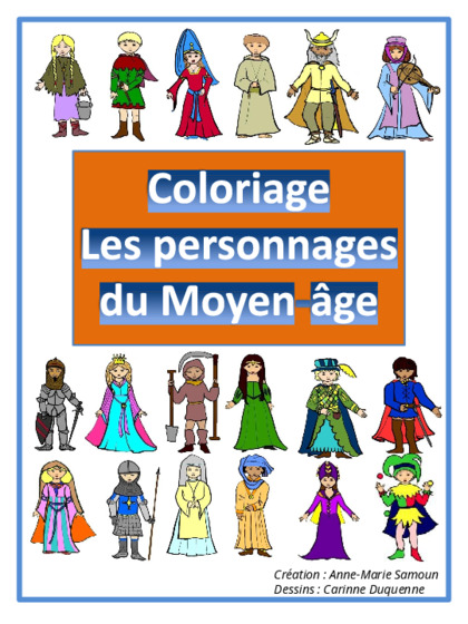 fichier de coloriage avec des personnages du Moyen-Âge